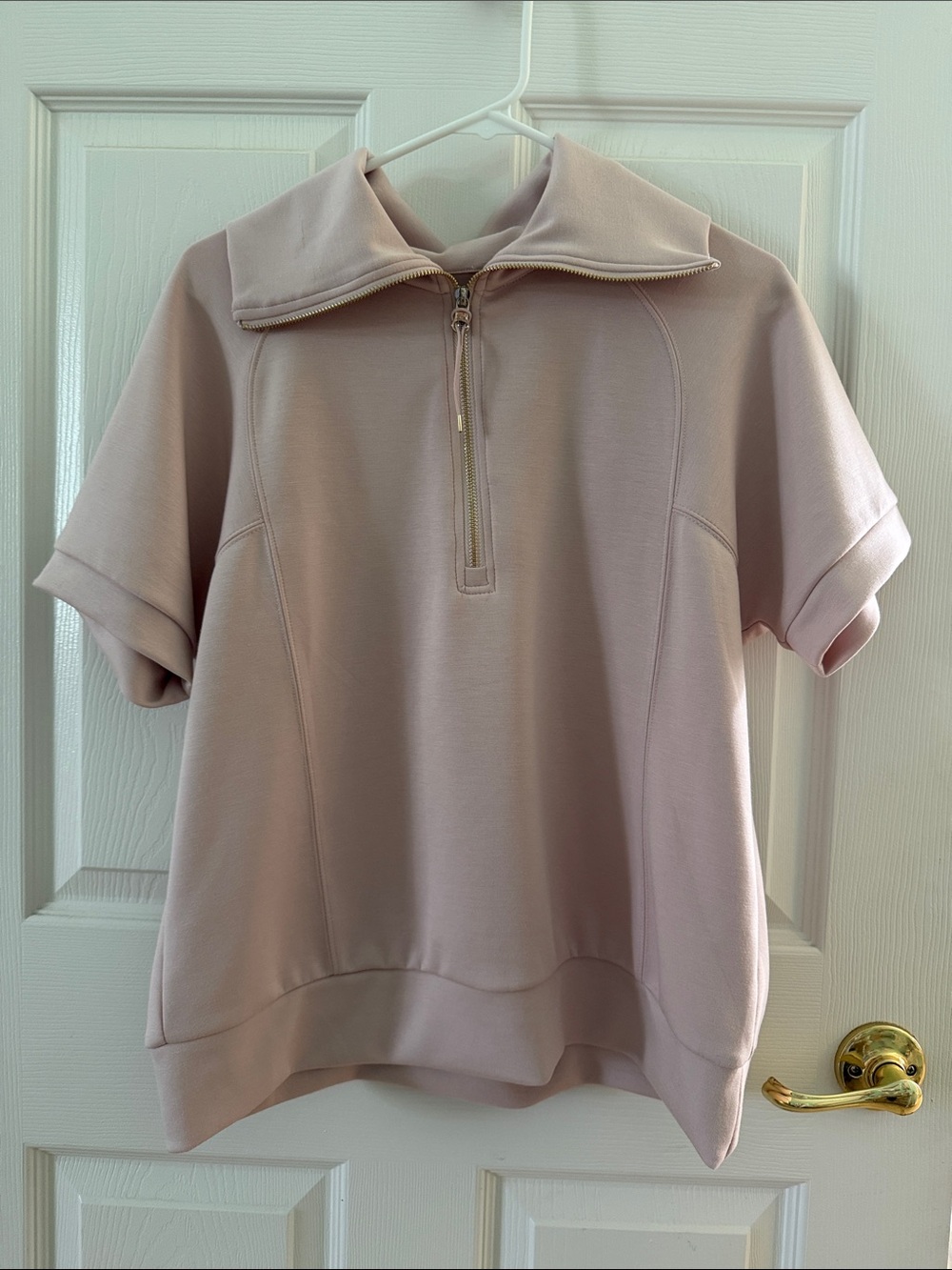 Elie Tahari Blush Half-Zip Short-Sleeve Pullover